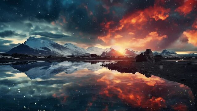 amazing sky background. a captivating astrophotography image of cosmic reflection. seamless looping overlay 4k virtual video animation background 