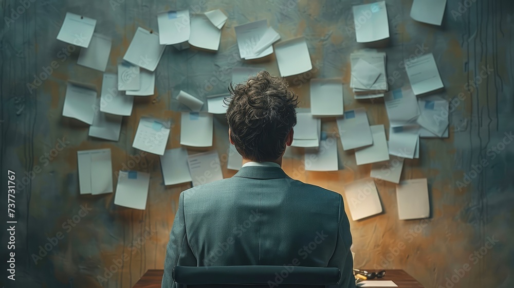 Aufkleber businessman is busy, fixing a to-do list. generative ai.