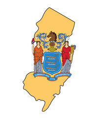 new jersey NJ state shape flag in map shape