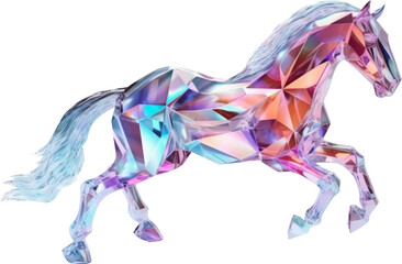horse,holographic crystal shape of horse,horse made of crystal isolated on white or transparent background,transparency