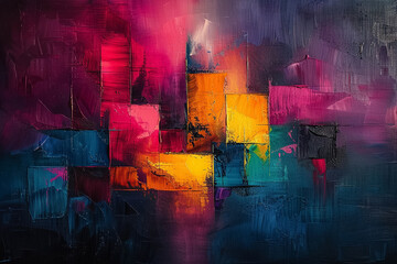 Vibrant abstract painting a burst of colors and shapes that captivate