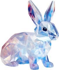 rabbit,holographic crystal shape of rabbit,rabbit made of crystal isolated on white or transparent background,transparency