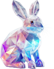 rabbit,holographic crystal shape of rabbit,rabbit made of crystal isolated on white or transparent background,transparency