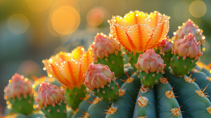 Closeup of ly cactus needles swaying in the wind their unique texture protecting them against the elements.