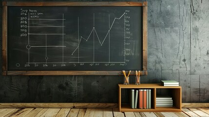 Supply and demand chart drawn on a blackboard - obrazy, fototapety, plakaty
