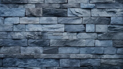 Close-up of a textured blue stone wall, showcasing the rugged beauty and architectural detail. Ai Generated.