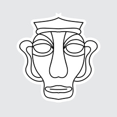 Hand Drawn Totem Line Art Style Design Isolated 