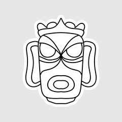 Hand Drawn Totem Line Art Style Design Isolated 