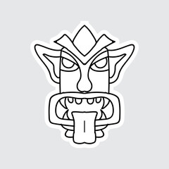 Hand Drawn Totem Line Art Style Design Isolated 