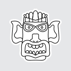 Hand Drawn Totem Line Art Style Design Isolated 