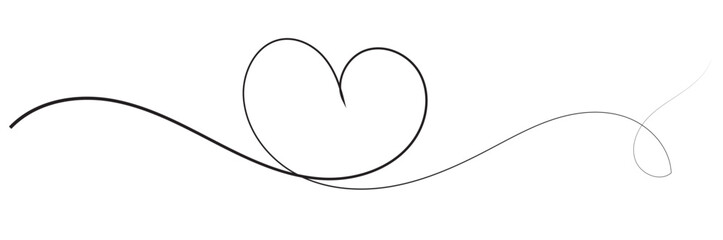 Hand drawn heart line art banner background transparent isolated