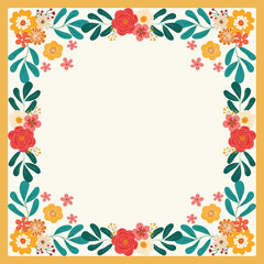 adorable colorful spring flowers frame border hand drawn vector illustration for  invitation greeting birthday party celebration wedding card poster banner textiles wallpaper paper wrap background