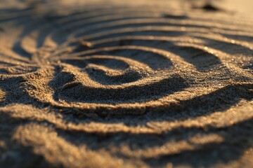 Fototapeta na wymiar : A distorted view of sand ripples with a swirl effect. The swirl effect makes the sand ripples look like spirals or vortexes.