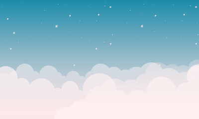 Kawaii cute pastel starry night sky background