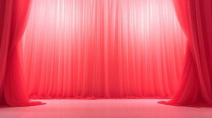 red background made of elegant translucent drapes, product display montage