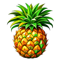 Obraz premium pineapple fruit, real paint style, white background