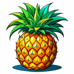 pineapple fruit, real paint style, white background