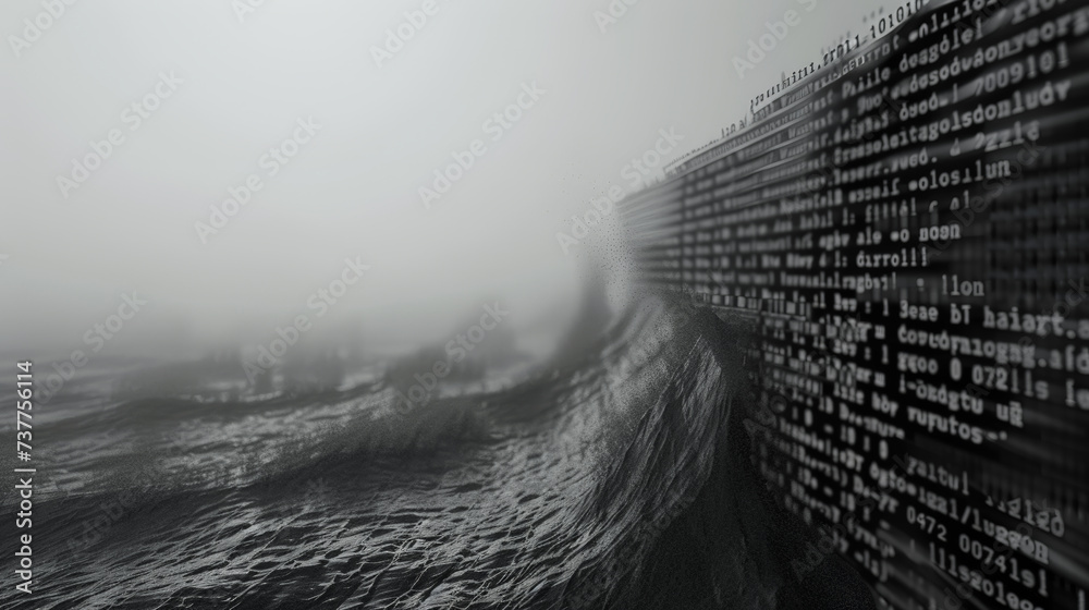 Wall mural digital script: coastal code symphony. generative ai