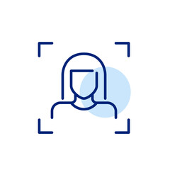 Face recognition. Female user. Pixel perfect, editable stroke