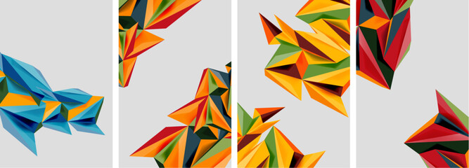 Set of mosaic triangle pattern abstract posters. Vector illustration For Wallpaper, Banner, Background, Card, Book Illustration, landing page