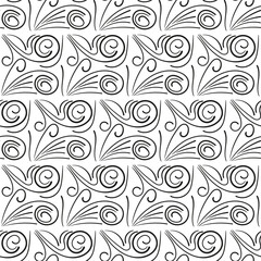 Repeating black and white ornament. Seamless pattern of lines, dots, circles, squares. Monochrome texture for printing and creating your own design
