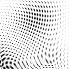 Abstract halftone wave dotted background. Futuristic twisted grunge pattern, dot, circles. Vector modern optical pop art texture for posters, business cards, cover, labels mock-up, stickers layout