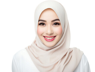 Happy smiling Muslim woman on transparent background PNG