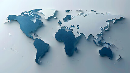 Paper Cut-Out World Map, world map background, , Illustration of a world map, Generative AI 