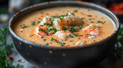 Lobster Bisque in bowl, Food Photography