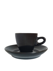 cup of coffee with saucer on white background