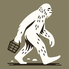 Bigfoot's shopping spree: a whimsical illustration of the legendary creature embarking on a retail adventure.