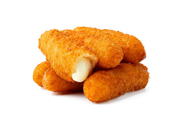 Fried cheese sticks isolated on white background