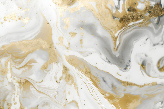 Abstract marbling background white, grey and gold. Original texture for unique design