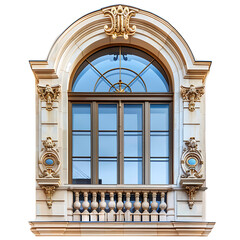 Beautiful luxury windows on transparent background PNG. Elegant and beautiful building decoration concept.