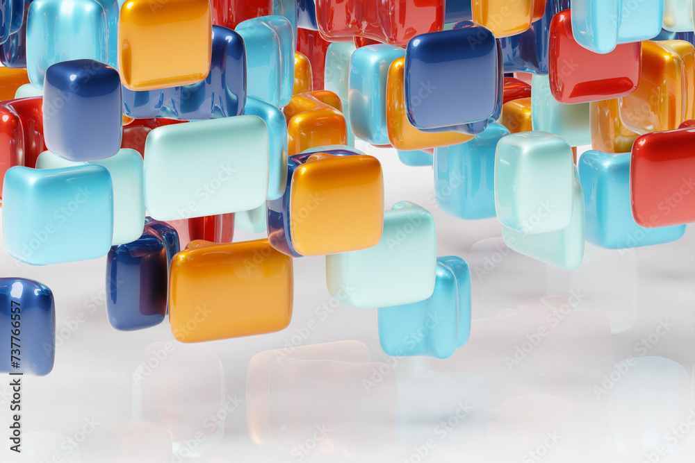 Poster 3d rendering. colorful geometric pattern. minimalistic pattern of simple shapes. bright creative sym