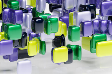 3D rendering. Colorful   geometric pattern.  Minimalistic pattern of simple shapes. Bright creative symmetric texture