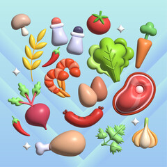 set of food ingredients