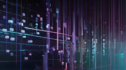 Abstract technological data model in a three-dimensional style, presenting a volumetric interpretation of flat design with smooth lines and shadows.