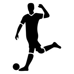Soccer player pose vector icon in flat style black color silhouette