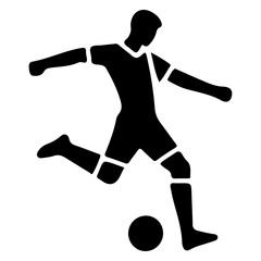 Fototapeta na wymiar Soccer player pose vector icon in flat style black color silhouette