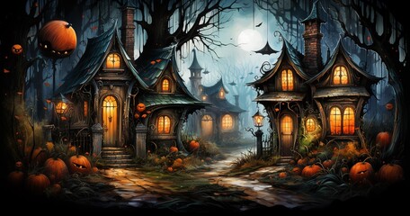 Fototapeta na wymiar Watercolor background - Halloween