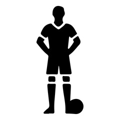 Soccer player pose vector icon in flat style black color silhouette