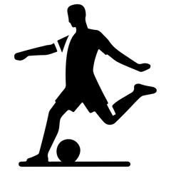 Soccer player pose vector icon in flat style black color silhouette