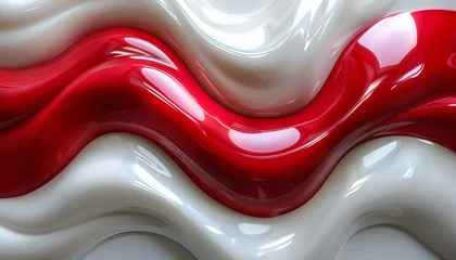 Foto op Canvas Sweeping swirls of glossy red and white creating a fluid, dynamic texture. © Vagengeim