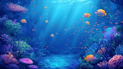 Fototapeta na wymiar Wonderful and gorgeous underwater habitat with corals and tropical species.