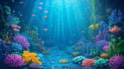 Fototapeta na wymiar Wonderful and gorgeous underwater habitat with corals and tropical species.