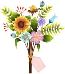 Flower bouquet for greeting card