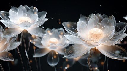 transparent white lotus flower.