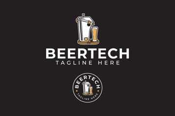 beer machine technology logo design template for brewing beer company business