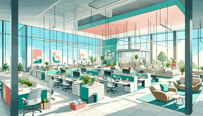 Concept vector illustration of business office.	